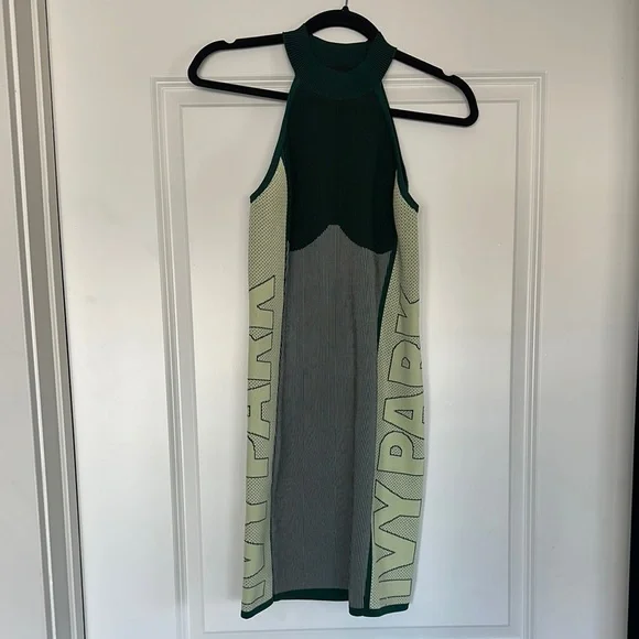 Ivy Park Dresses | Ivy Park adidas Green Bodycon Halter Dress | Color: Green/White | Size: S | Ishoptoomuch5's Closet
